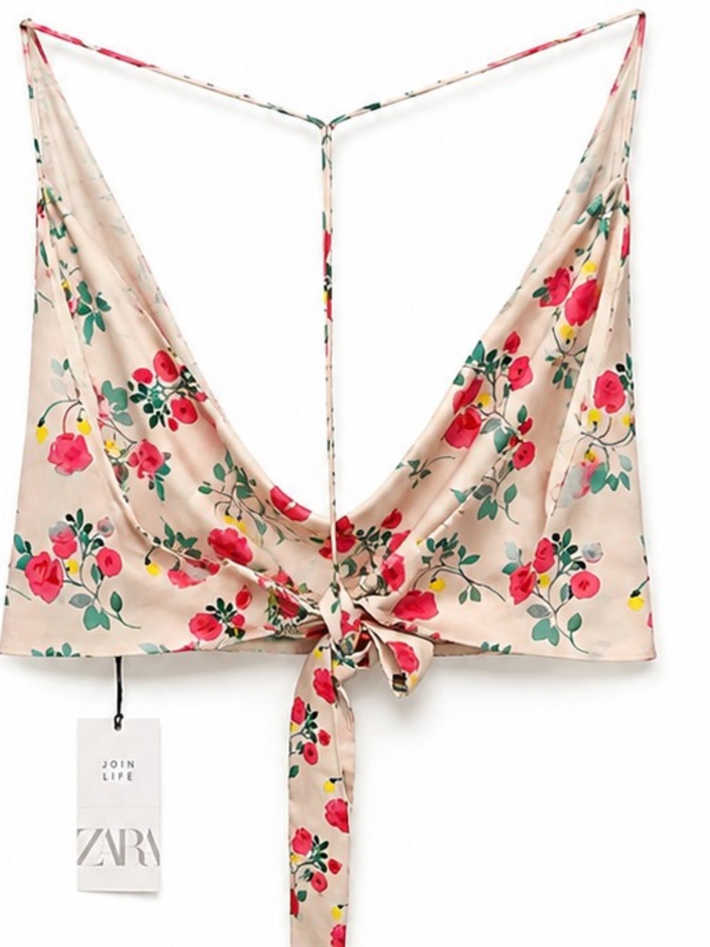 Zara Pink Floral Cowl-Neck Satin Cami - Picture 2 of 2